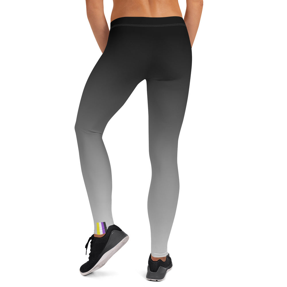 Non-Binary Pride Flash Fade To Grey Leggings