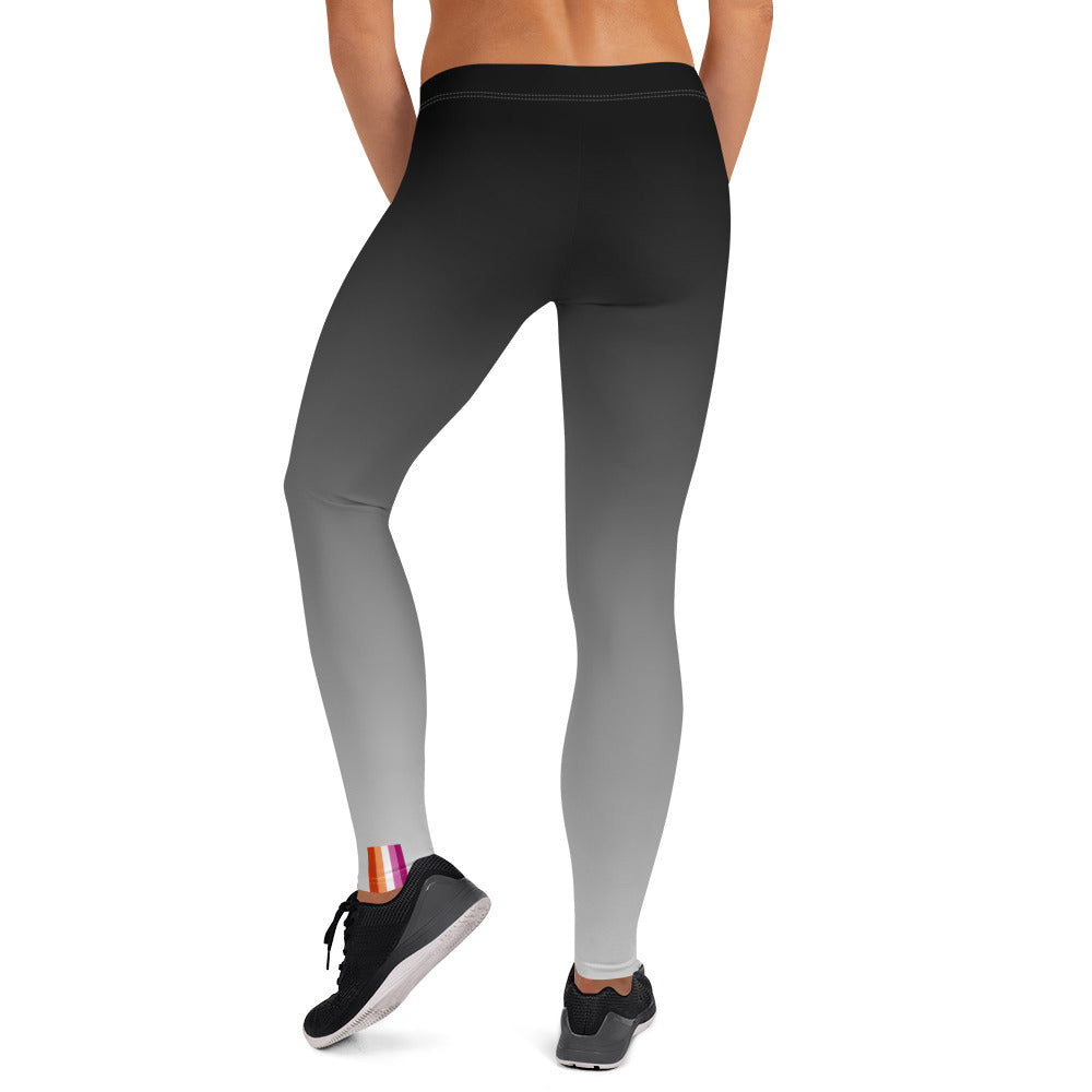 Lesbian Pride Flash Fade To Grey Leggings