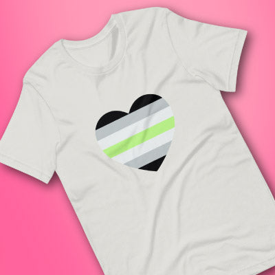 Agender Pride Flag Heart T-Shirt by The Rainbow Stores