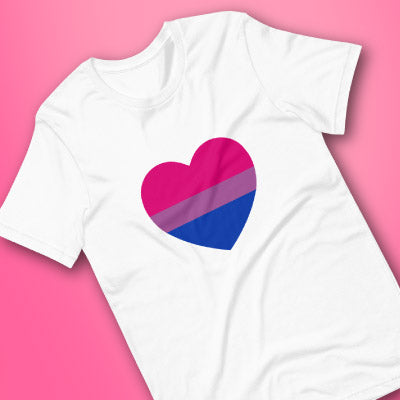 Bisexual Pride Flag Heart T-Shirt by The Rainbow Stores