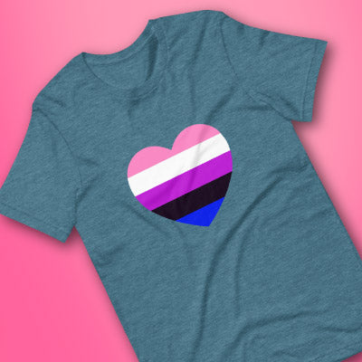 Gender-Fluid Pride Flag Heart T-Shirt