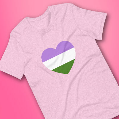 Genderqueer Pride Flag Heart T-Shirt by The Rainbow Stores