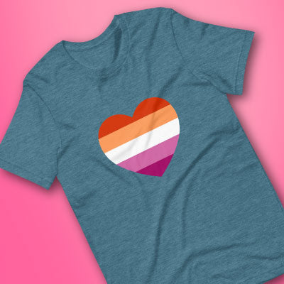 Lesbian Pride Flag Heart T-Shirt by The Rainbow Stores