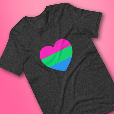 Polysexual Pride Flag Heart T-Shirt by The Rainbow Stores