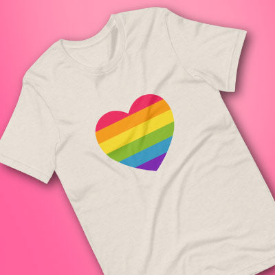 Rainbow Pride Flag Heart T-Shirt by The Rainbow Stores