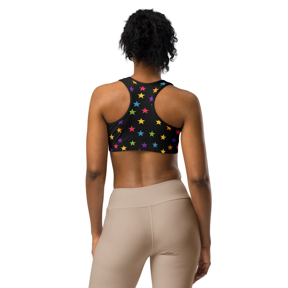 Rainbow Stars Black Sports Bra Sports Bras The Rainbow Stores