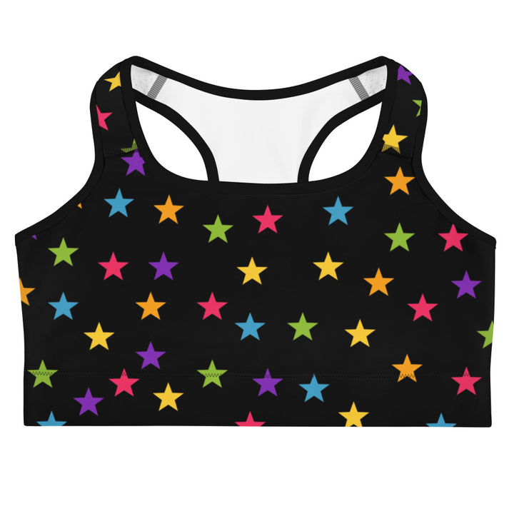 Rainbow Stars Black Sports Bra Sports Bras The Rainbow Stores