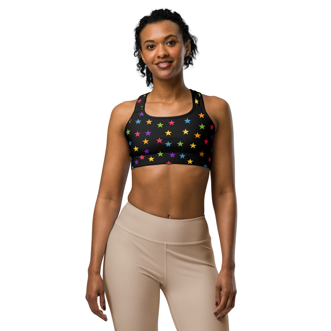 Rainbow Stars Black Sports Bra Sports Bras The Rainbow Stores