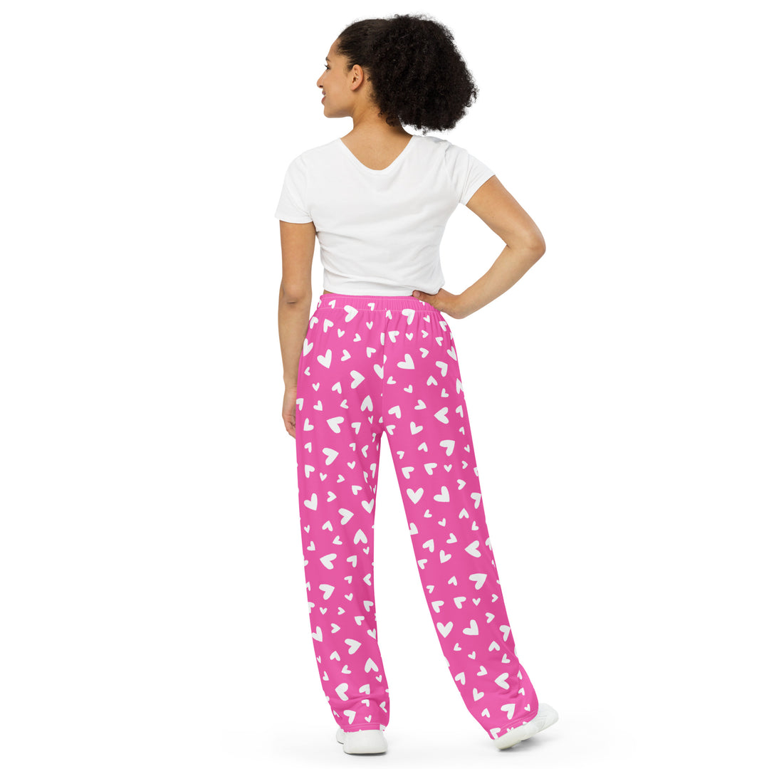 Pink Hearts Wide-leg Pants/Trousers Pants/Trousers The Rainbow Stores