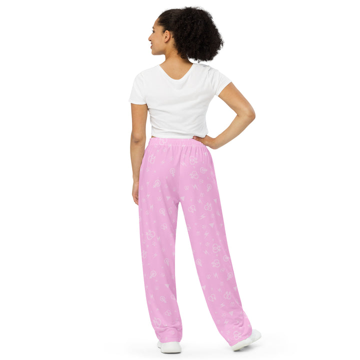 Lesbian Symbols on Pink Wide Leg Pants/Trousers Pants/Trousers The Rainbow Stores