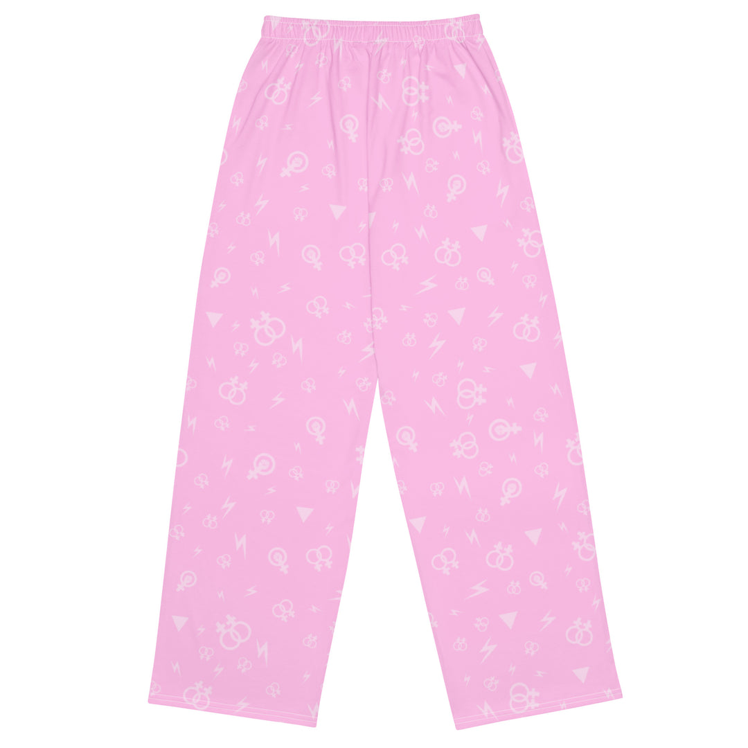 Lesbian Symbols on Pink Wide Leg Pants/Trousers Pants/Trousers The Rainbow Stores