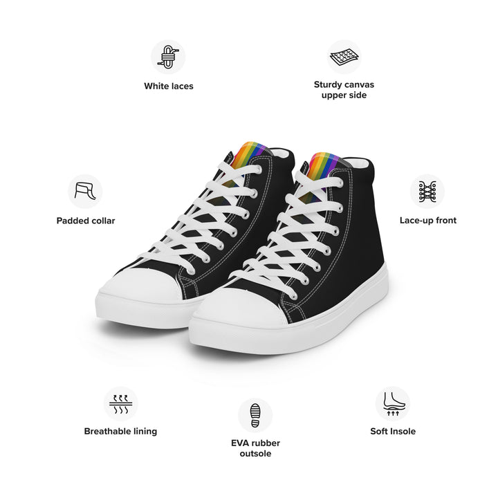 Rainbow Pride Black High Top Trainers (male sizes) High Tops The Rainbow Stores