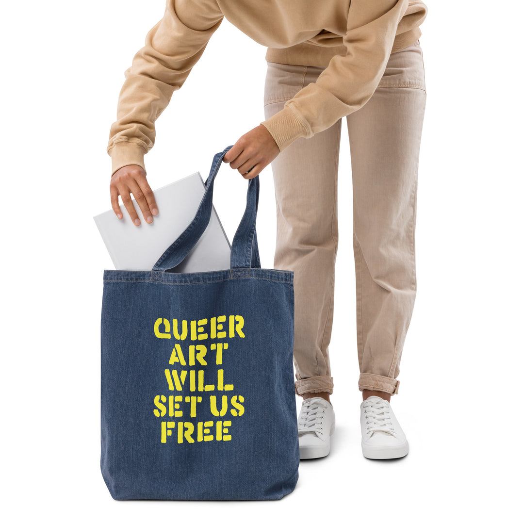 Queer Art Will Set Us Free Large Denim Tote Bag Bags The Rainbow Stores