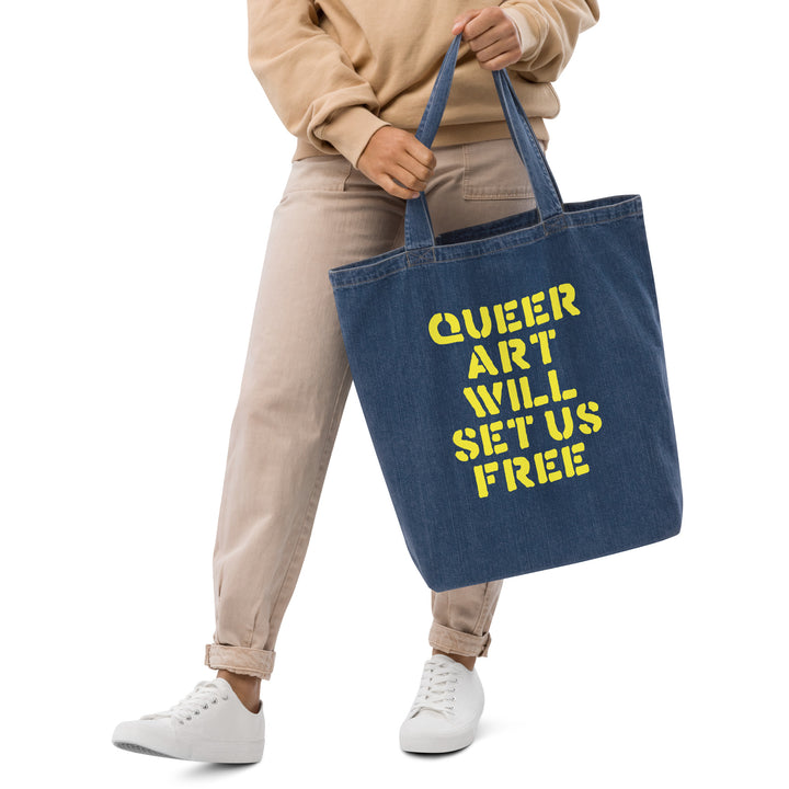 Queer Art Will Set Us Free Large Denim Tote Bag Bags The Rainbow Stores