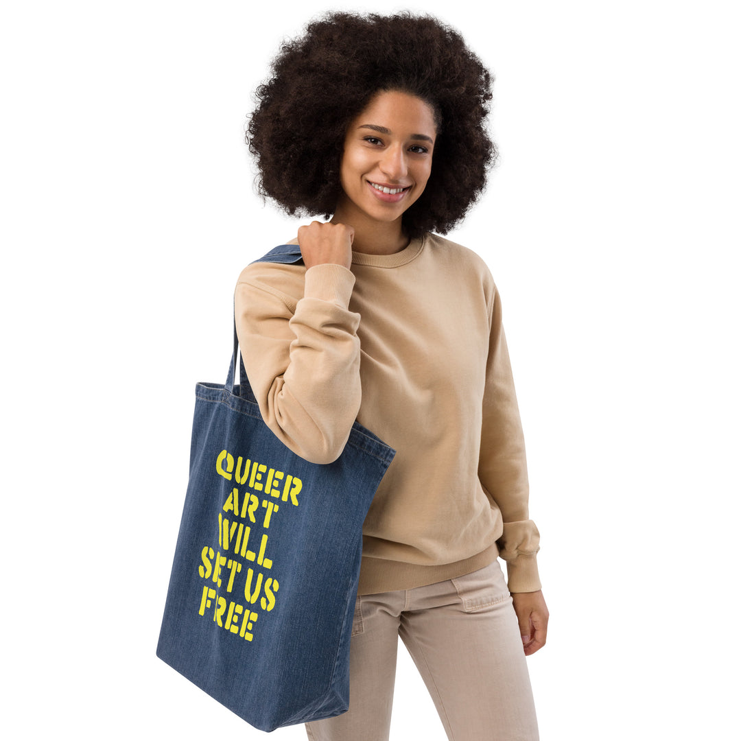 Queer Art Will Set Us Free Large Denim Tote Bag Bags The Rainbow Stores