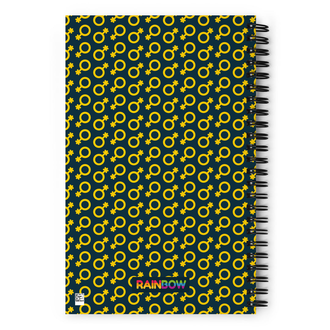 Yellow and Blue Non-Binary Symbol Pattern Spiral Notebook Notebooks The Rainbow Stores