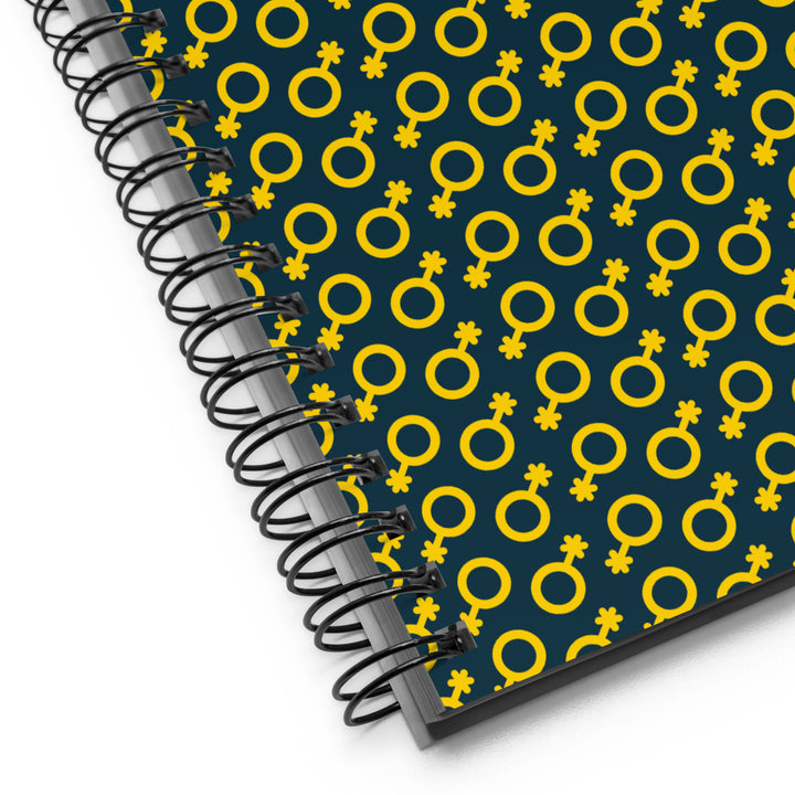 Yellow and Blue Non-Binary Symbol Pattern Spiral Notebook Notebooks The Rainbow Stores