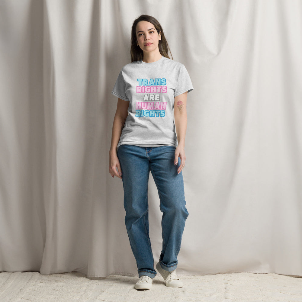 Trans Rights Are Human Rights Shadow Text T-Shirt T-shirts The Rainbow Stores