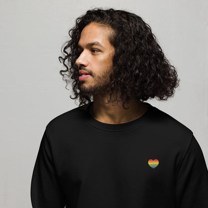 Rainbow Heart Embroidered Organic Sweatshirt Sweatshirts SOL's The Rainbow Stores