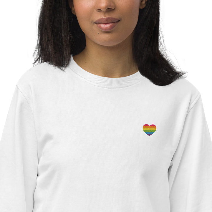 Rainbow Heart Embroidered Organic Sweatshirt Sweatshirts SOL's The Rainbow Stores