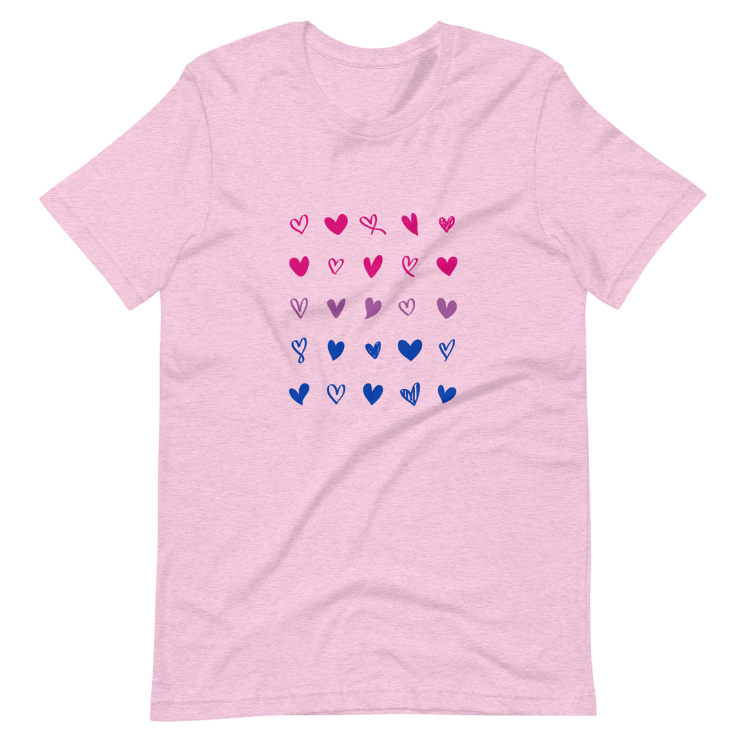 Bisexual Hearts Pride T-Shirt T-shirts The Rainbow Stores