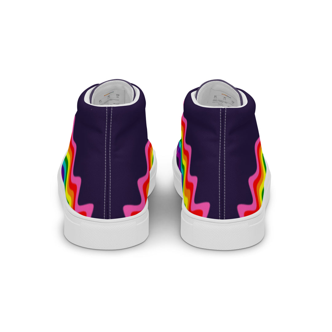 Wavy Gilbert Baker Rainbow Pride Flag High Top Trainers (female sizes) High Tops The Rainbow Stores