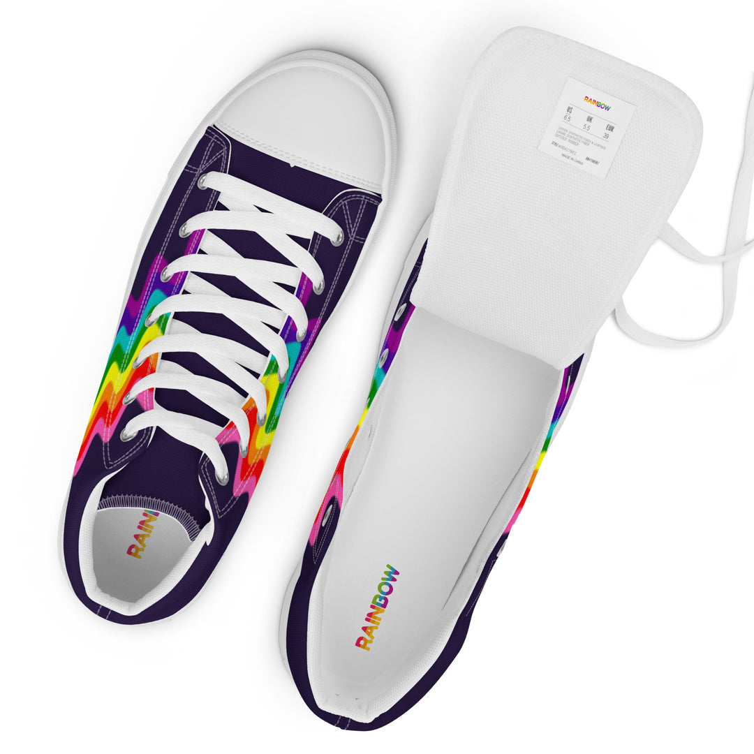 Wavy Gilbert Baker Rainbow Pride Flag High Top Trainers (female sizes) High Tops The Rainbow Stores