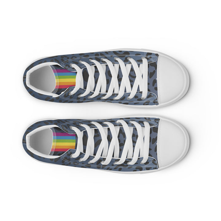 Rainbow Flag Blue Leopard Print High Top Trainers (female sizes) High Tops The Rainbow Stores