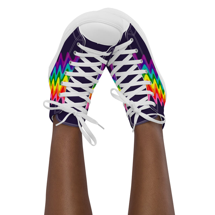 Wavy Gilbert Baker Rainbow Pride Flag High Top Trainers (female sizes) High Tops The Rainbow Stores