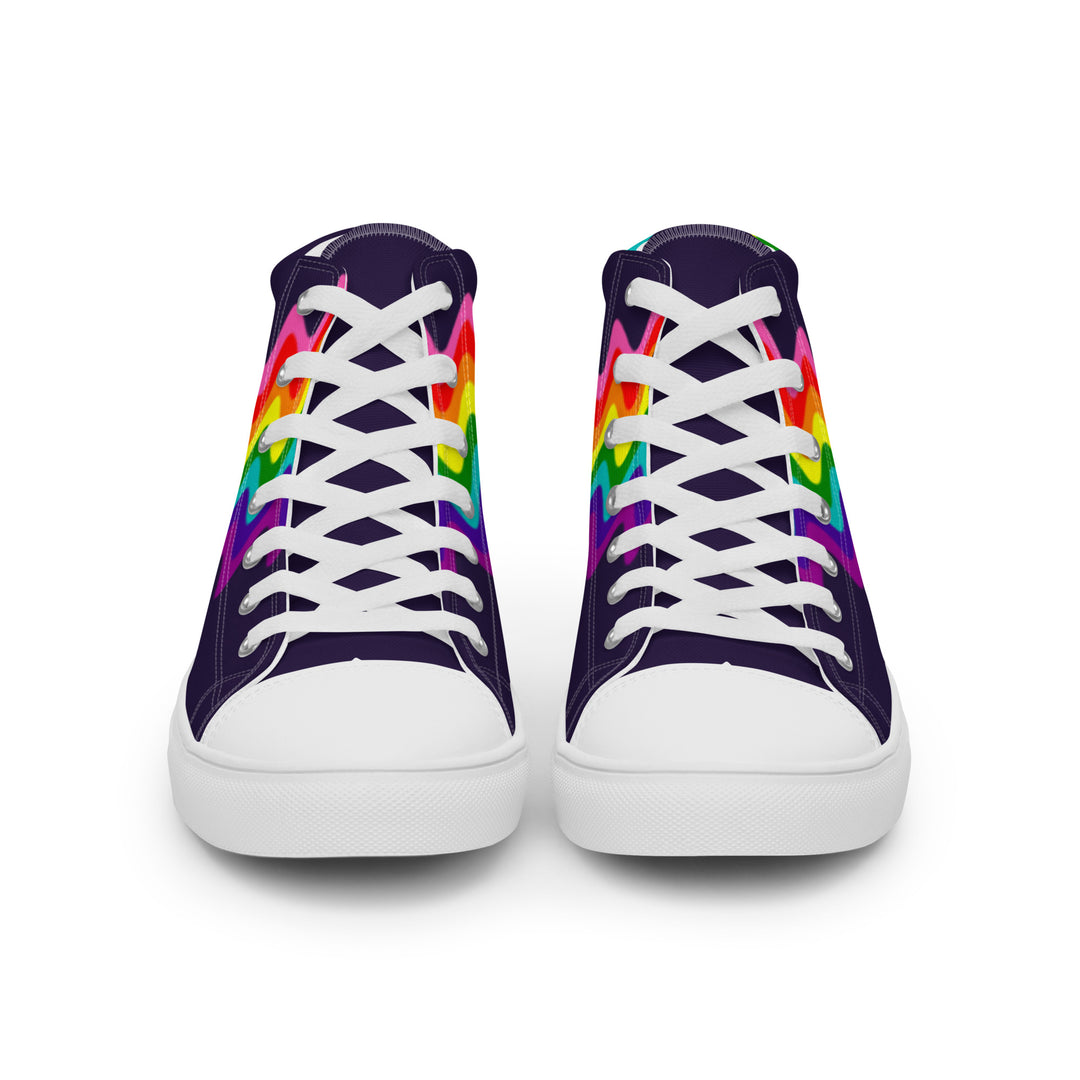 Wavy Gilbert Baker Rainbow Pride Flag High Top Trainers (female sizes) High Tops The Rainbow Stores