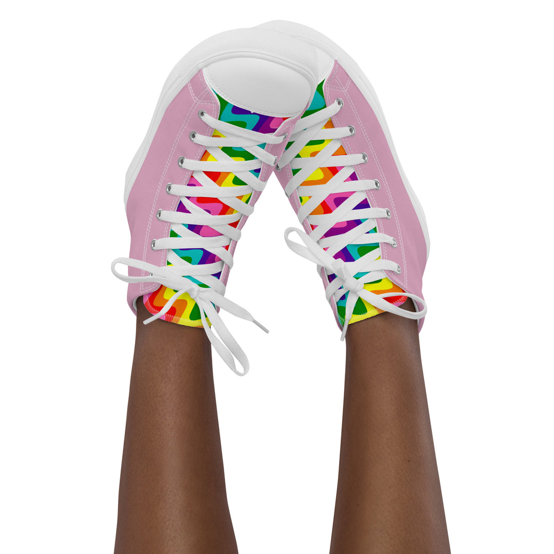 Pink and Original Pride Flag High Top Trainers (female sizes) High Tops The Rainbow Stores