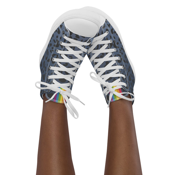 Rainbow Flag Blue Leopard Print High Top Trainers (female sizes) High Tops The Rainbow Stores