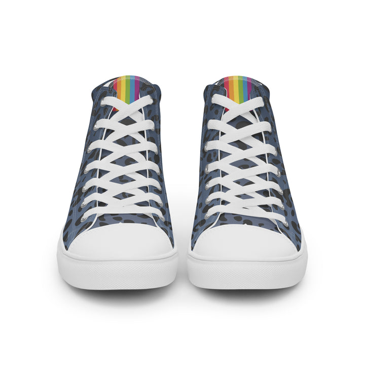 Rainbow Flag Blue Leopard Print High Top Trainers (female sizes) High Tops The Rainbow Stores