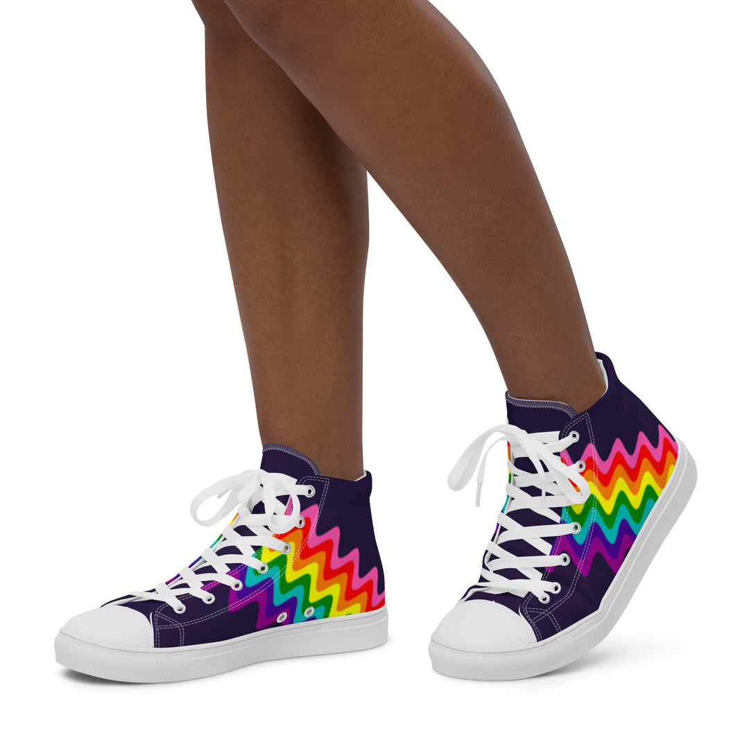 Wavy Gilbert Baker Rainbow Pride Flag High Top Trainers (female sizes) High Tops The Rainbow Stores