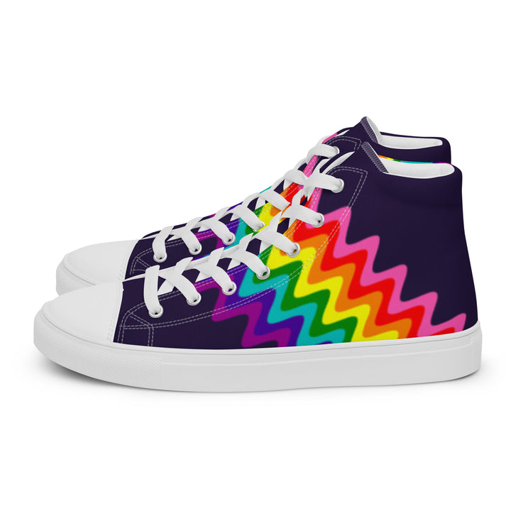 Wavy Gilbert Baker Rainbow Pride Flag High Top Trainers (female sizes) High Tops The Rainbow Stores