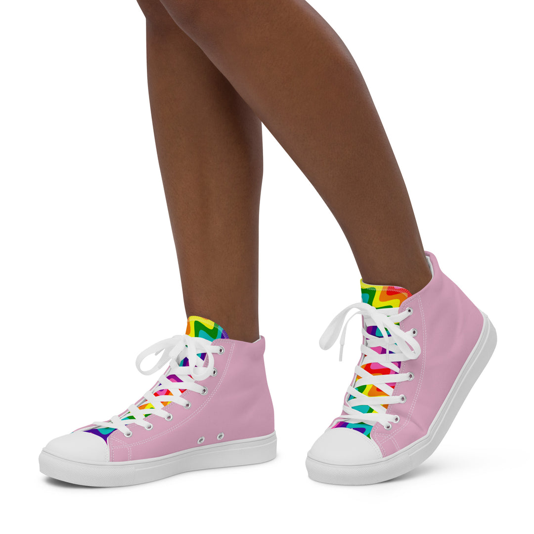 Pink and Original Pride Flag High Top Trainers (female sizes) High Tops The Rainbow Stores