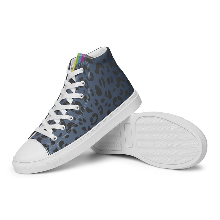 Rainbow Flag Blue Leopard Print High Top Trainers (female sizes) High Tops The Rainbow Stores