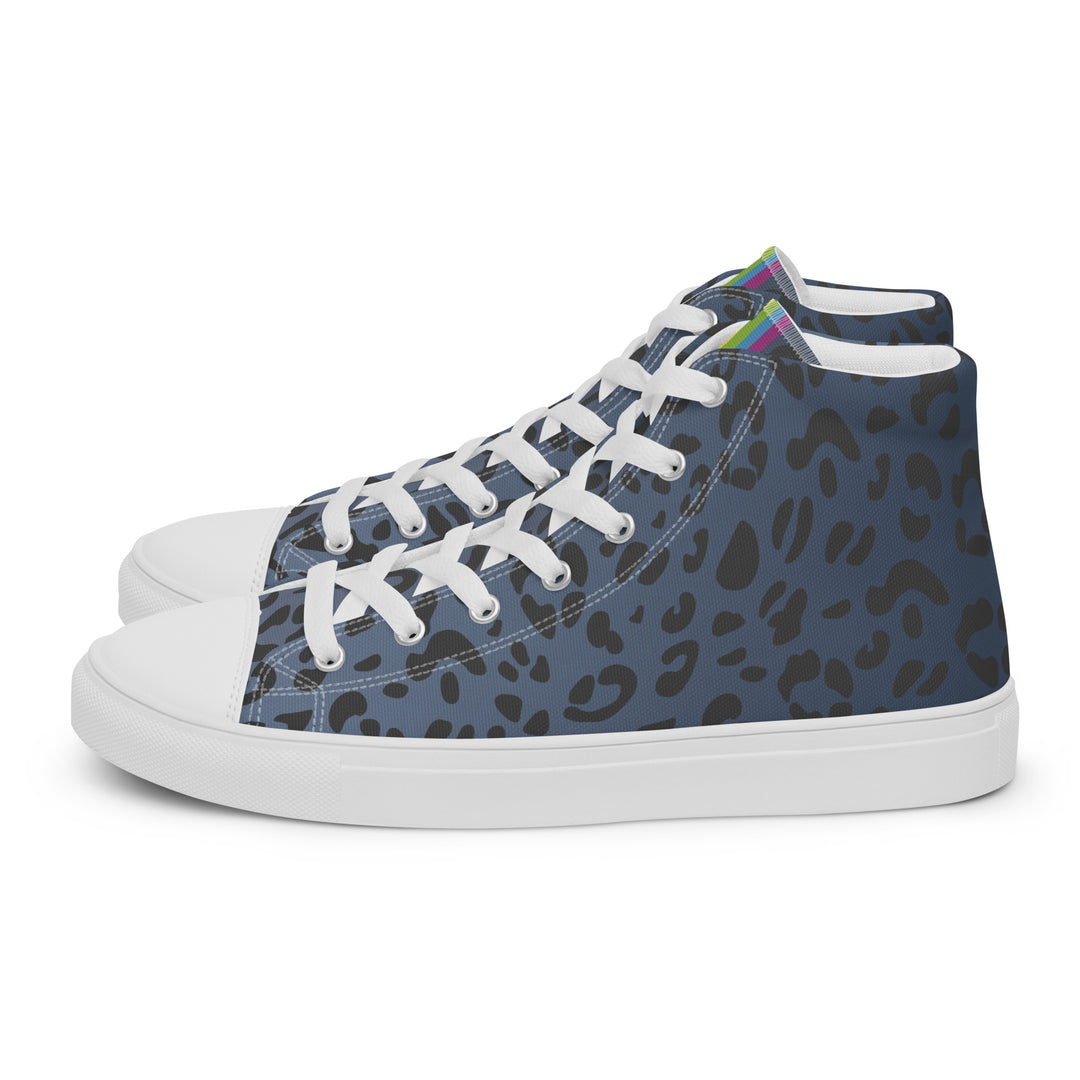 Rainbow Flag Blue Leopard Print High Top Trainers (female sizes) High Tops The Rainbow Stores