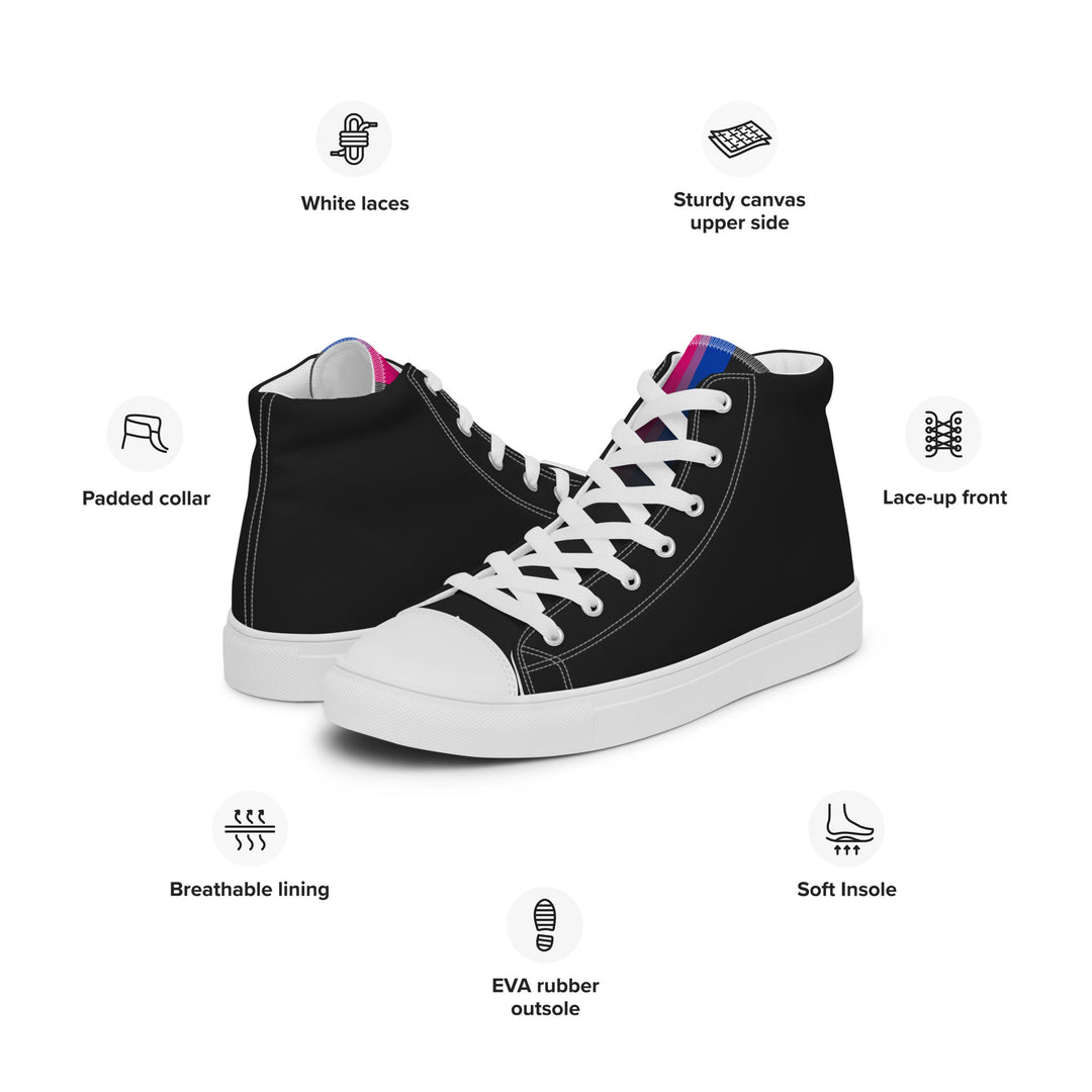 Bi Pride Black High Top Trainers (female sizes) High Tops The Rainbow Stores