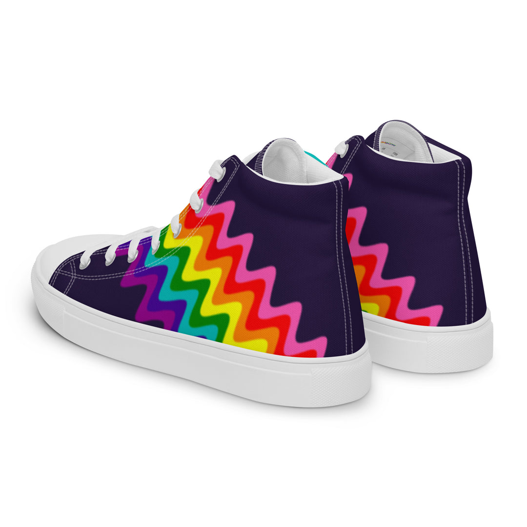 Wavy Gilbert Baker Rainbow Pride Flag High Top Trainers (female sizes) High Tops The Rainbow Stores