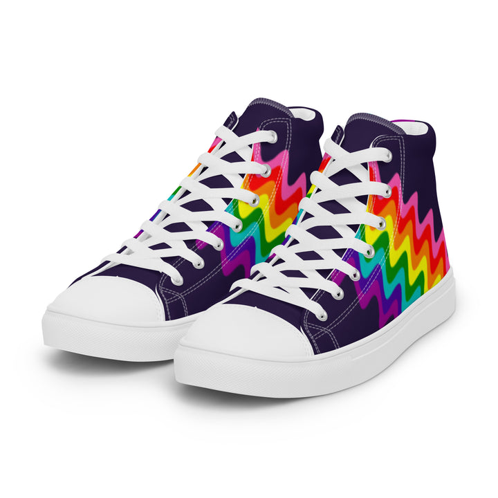 Wavy Gilbert Baker Rainbow Pride Flag High Top Trainers (female sizes) High Tops The Rainbow Stores