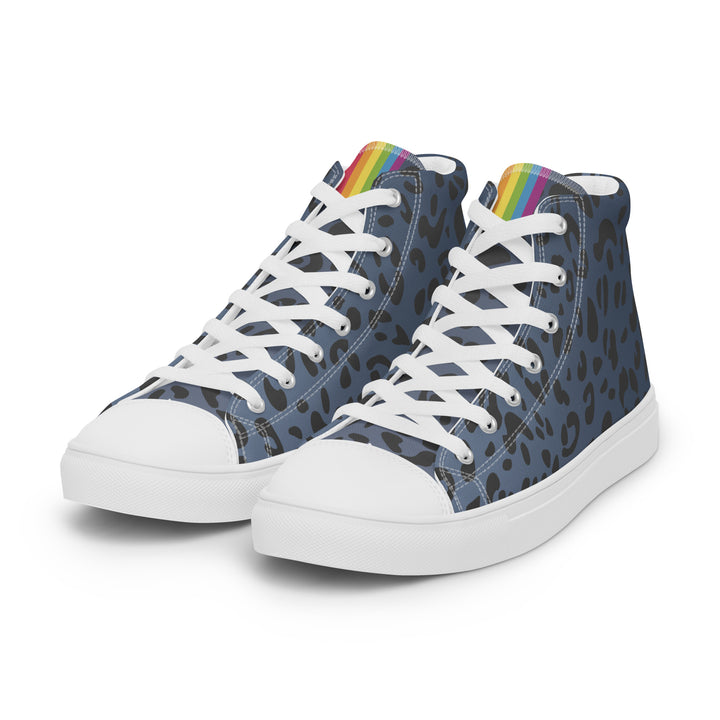 Rainbow Flag Blue Leopard Print High Top Trainers (female sizes) High Tops The Rainbow Stores