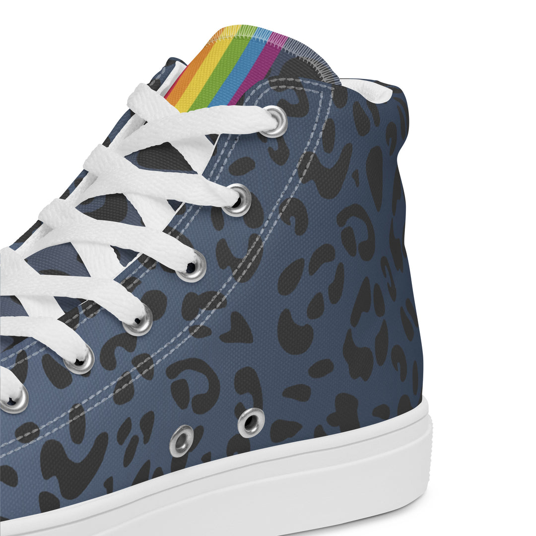 Rainbow Flag Blue Leopard Print High Top Trainers (female sizes) High Tops The Rainbow Stores