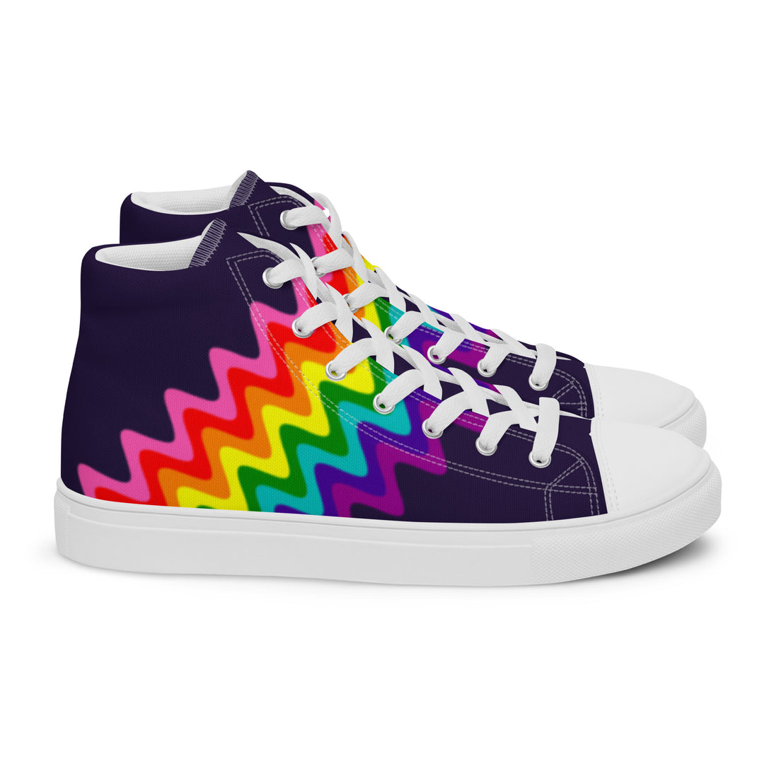 Wavy Gilbert Baker Rainbow Pride Flag High Top Trainers (female sizes) High Tops The Rainbow Stores