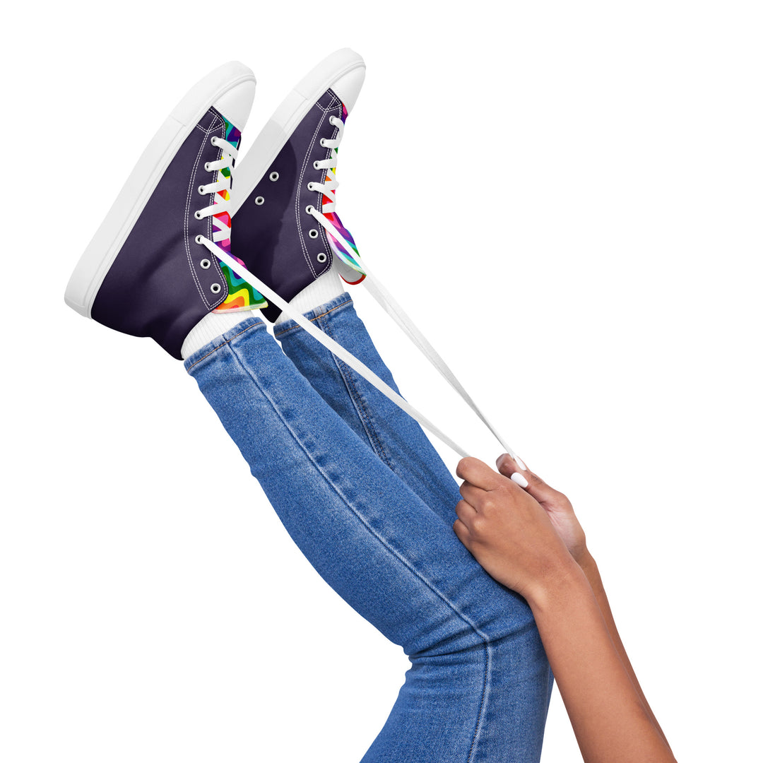 Blue and Original Pride Flag High Top Trainers (female sizes) High Tops The Rainbow Stores