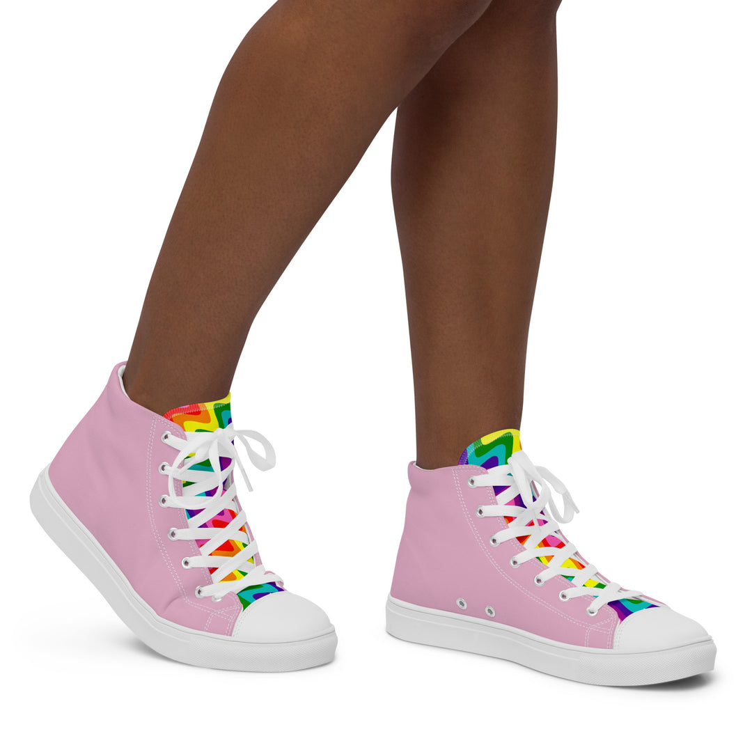 Pink and Original Pride Flag High Top Trainers (female sizes) High Tops The Rainbow Stores