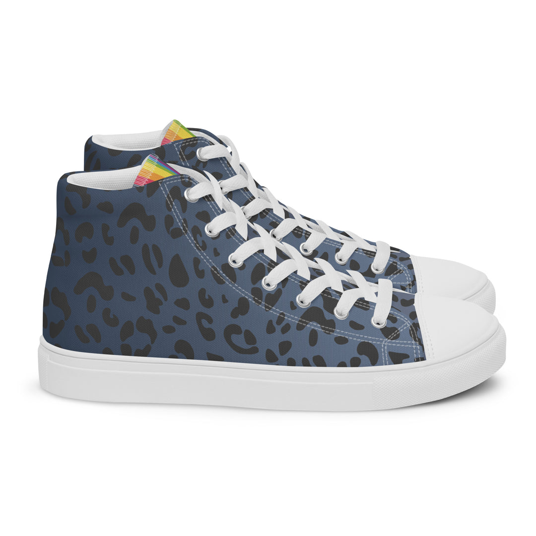 Rainbow Flag Blue Leopard Print High Top Trainers (female sizes) High Tops The Rainbow Stores