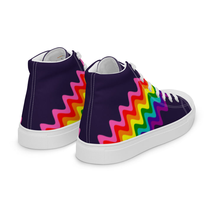 Wavy Gilbert Baker Rainbow Pride Flag High Top Trainers (female sizes) High Tops The Rainbow Stores