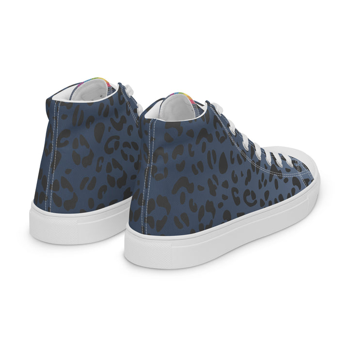 Rainbow Flag Blue Leopard Print High Top Trainers (female sizes) High Tops The Rainbow Stores