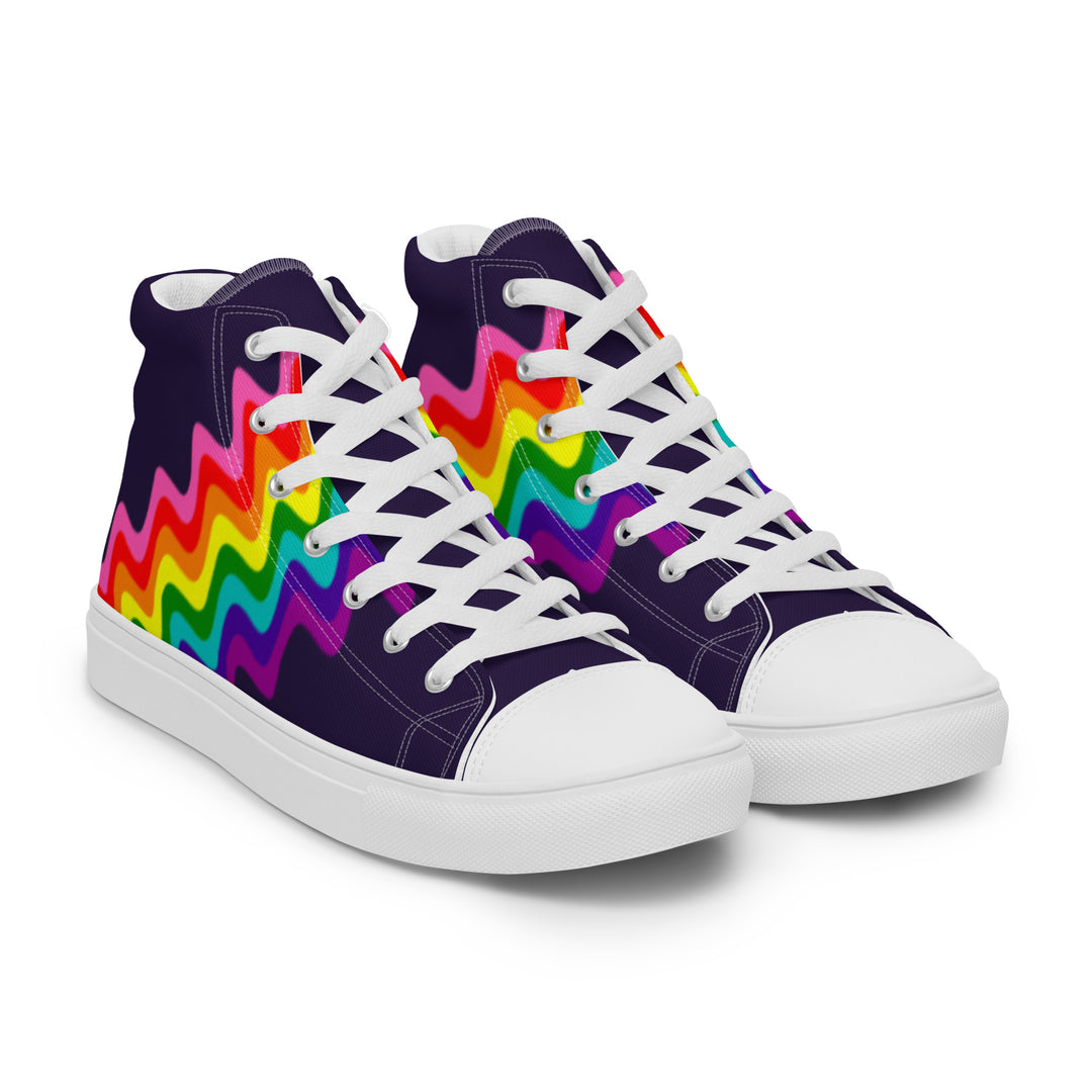 Wavy Gilbert Baker Rainbow Pride Flag High Top Trainers (female sizes) High Tops The Rainbow Stores